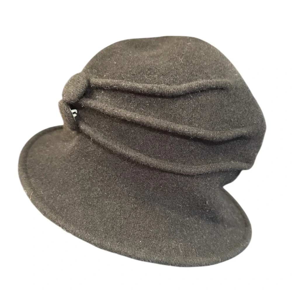 Shihreen Wool Cloche Hat Gray One Size Winter Retro accessories‎ warm